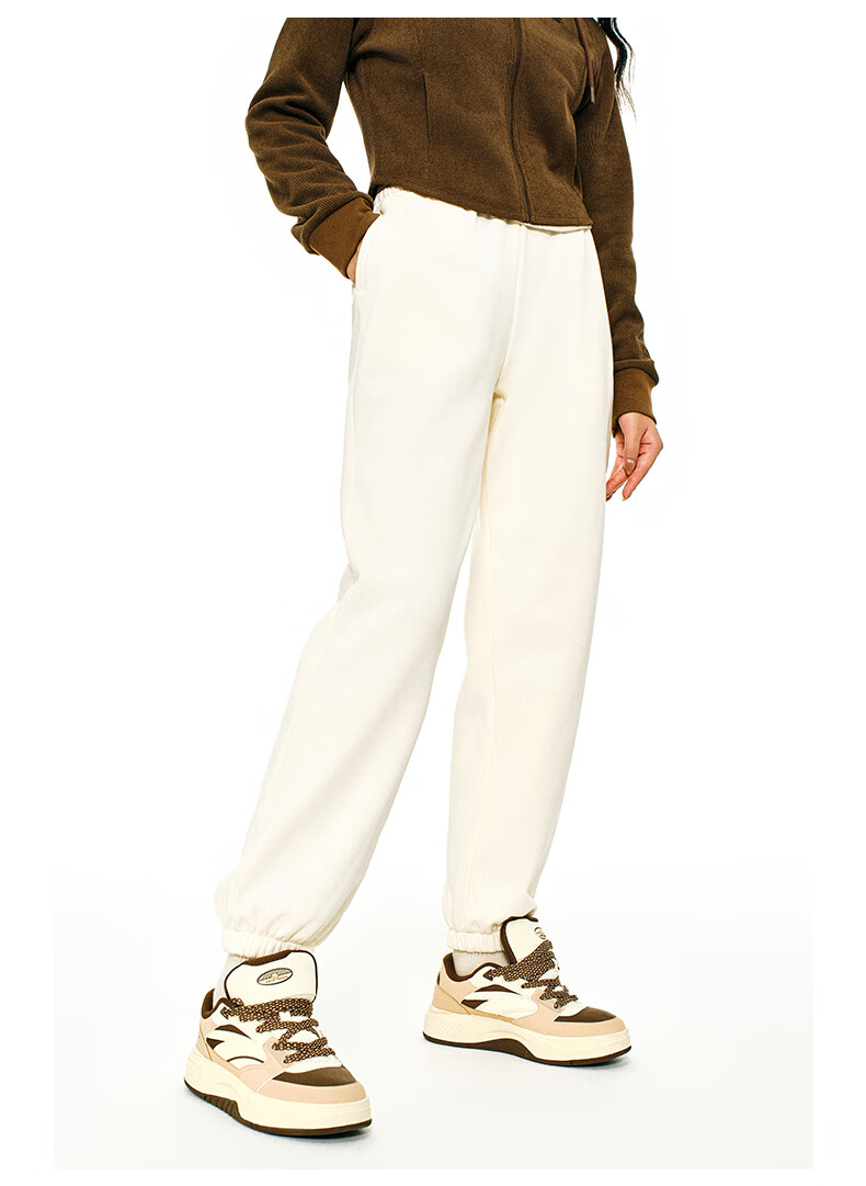 ANTA Snow Owl Fleece-Lined Knit Jogger Pants Women's Winter Casual Warm Trousers College Sports Pants 20