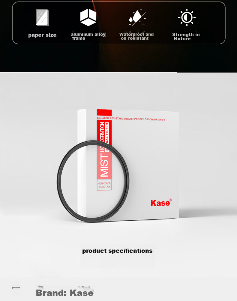 Kase Black Soft Filter Half 46mm Beauty Filter, Soft Focus Lens, Diffusion Lens, Camera Black Soft Filter, Portrait Light Softening Matte Creative 1/2 2