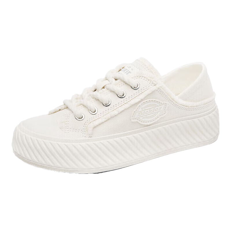 Dickies Women's Canvas Shoes, Trendy Casual Footwear, Low-Top Versatile Flat Shoes, Beige, Size 37