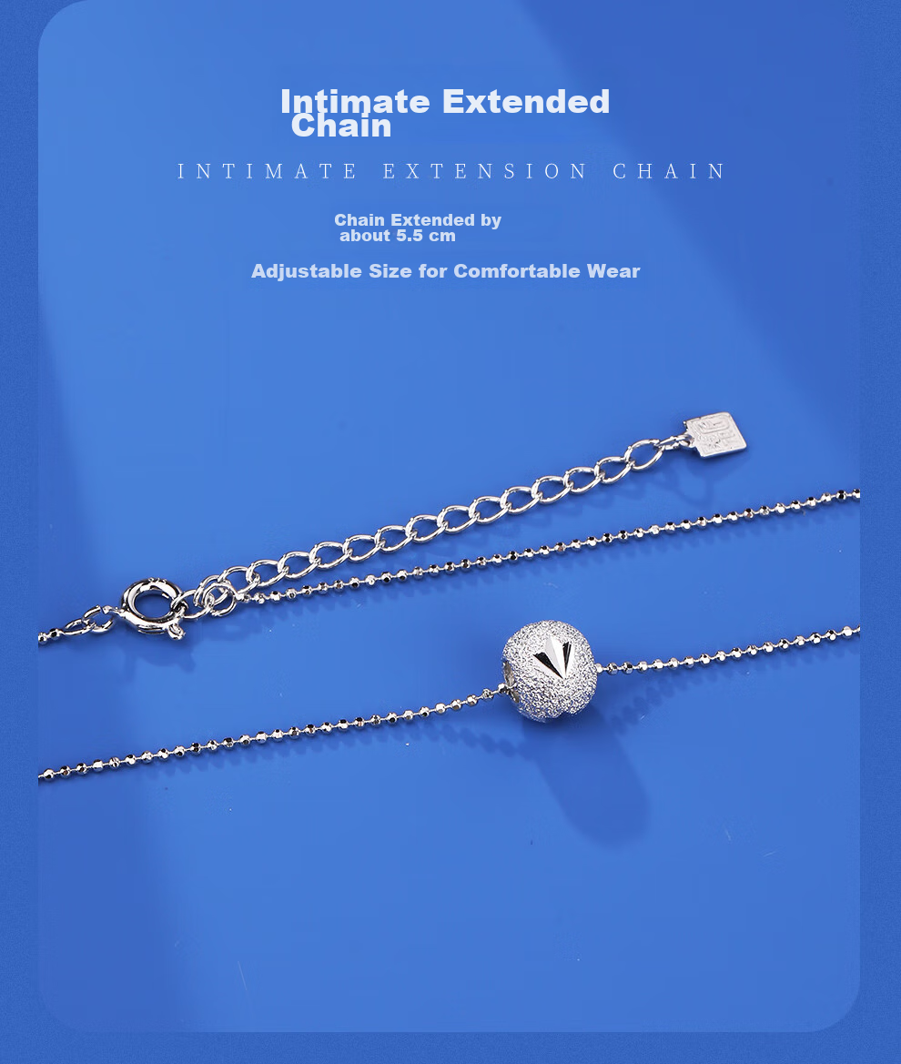 Laoyinjiang S925 Silver Lucky Bead Necklace for Women, Chinese Style Silver Pendant, Gift for Girlfriend on Valentine's Day, Silver Collarbone Chai 11