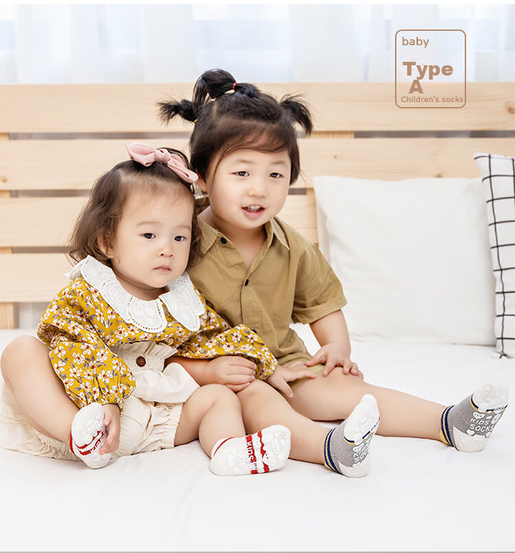 9I9 Baby Floor Socks for Autumn And Winter, Class A Toddler Socks with Non-Slip Rubber Soles, Infant Socks, 5 Pairs, Size 1-3 Years Old 3