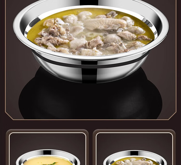 Dipuer 304 Stainless Steel Soup Bowl, Food-Grade Seasoning Bowl, Stainless Steel Bowl, Side Dish Bowl, Mixing Bowl, Canteen And School Soup Bowl 12