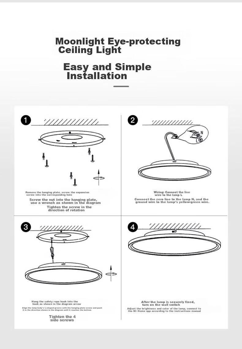 Yueying Cloud Light Ultra-Bright 4th Generation Bedroom Eye Protection Ceiling Light, Full Spectrum Children's Room Study Lamp, Bookroom Ultra-Thin LED Light 30