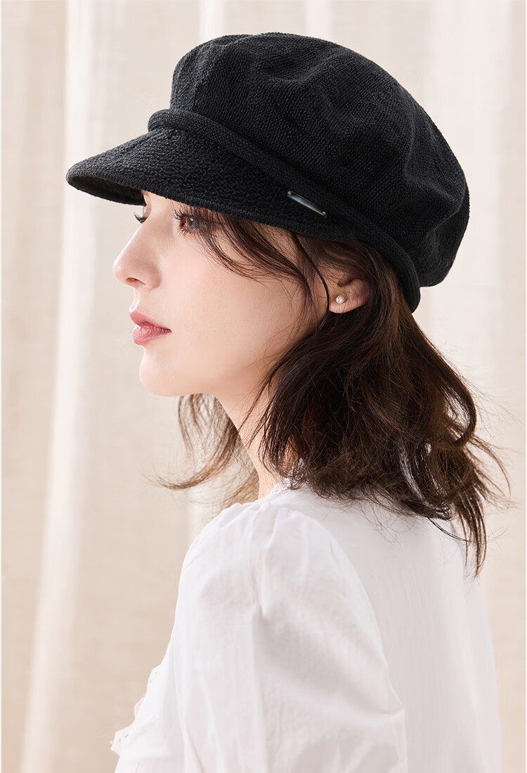 JIUMU Women's Linen Beret Hat Versatile Summer Painter Cap Octagonal Newsboy Cap Girl's Beret Hat 17
