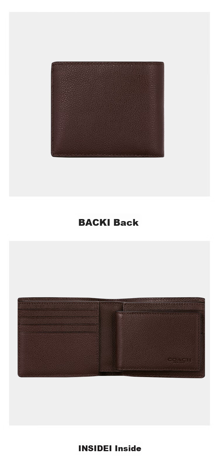 COACH [Brand Direct Supply], Men's Short Folded Cowhide Leather Wallet, Dark Brown CR911, Gift 5