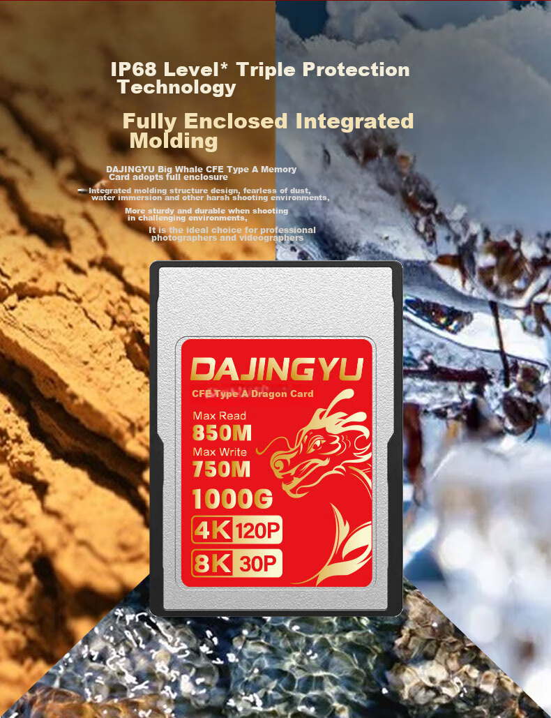 DAJINGYU Large Whale 512GB CFExpress Type A Memory Card, High-Speed Memory Card, Compatible with Sony A1, A7, FX3, FX6, A93, Sony Camera-Specific CFE A Card 9