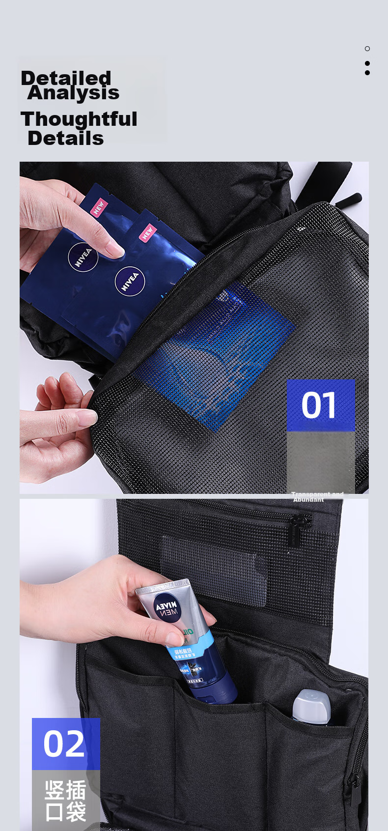 Etravel Toiletry Bag for Men, Portable Large Capacity Travel Set for Women, Makeup Organizer Handbag, Black 8