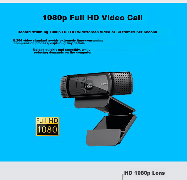 Logitech C920e Enterprise-Grade HD Webcam, High-Quality Streamer Camera for Computers And Laptops, Online Classes And Live Streaming, Built-In Microphone, Black [Order Bonus Discount] 3