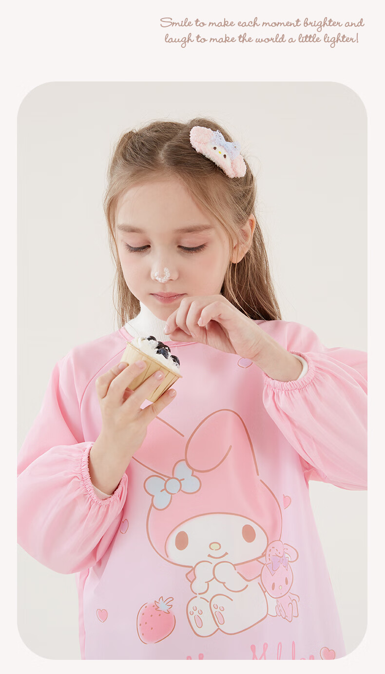 Hello Kitty Children's Smock, Reverse-Wear Bib, Baby Eating Apron, Drawing Smock, Waterproof Bib, U4055 Pink, M Size 10