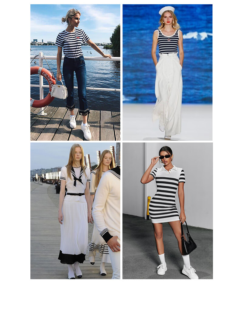 Navigare Women's Sailor Style Striped Short Sleeve Round Neck Knit Sweater 2324504501 3