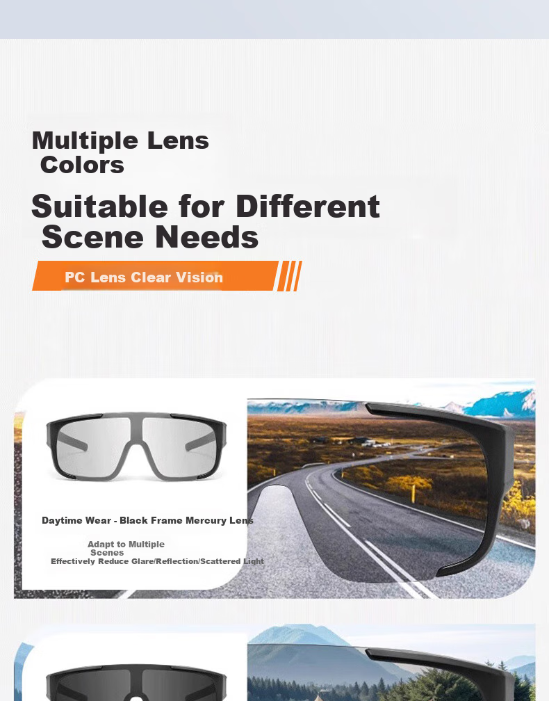 Cuntiandaofu Hiking Sunglasses, Cycling Glasses with Frames, Sunglasses Frame for Nearsighted Glasses, Protective Goggles, Skiing Goggles, Black Frame with Mercury Lenses 12