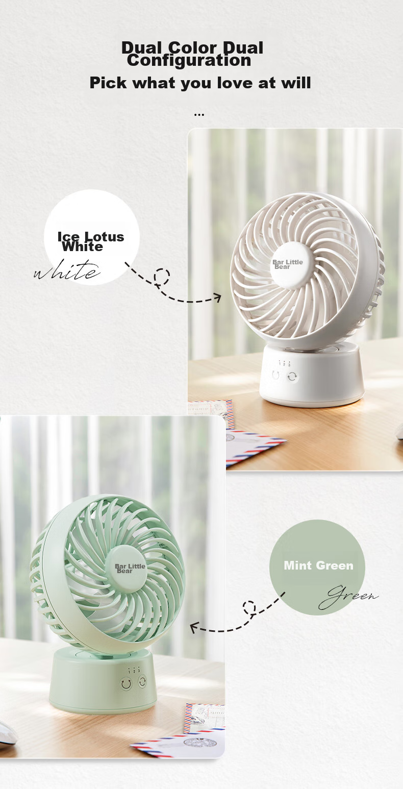 Bear Electric Fan, Small Desk Fan for Office, Mini Portable USB Rechargeable Fan, Dorm-Specific Desktop Fan Companion DFS-C09L8 12