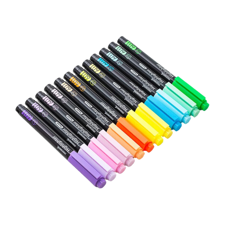 Monami Highlighters for Note-Taking And Student Use, 4-Color Set 06021Z04