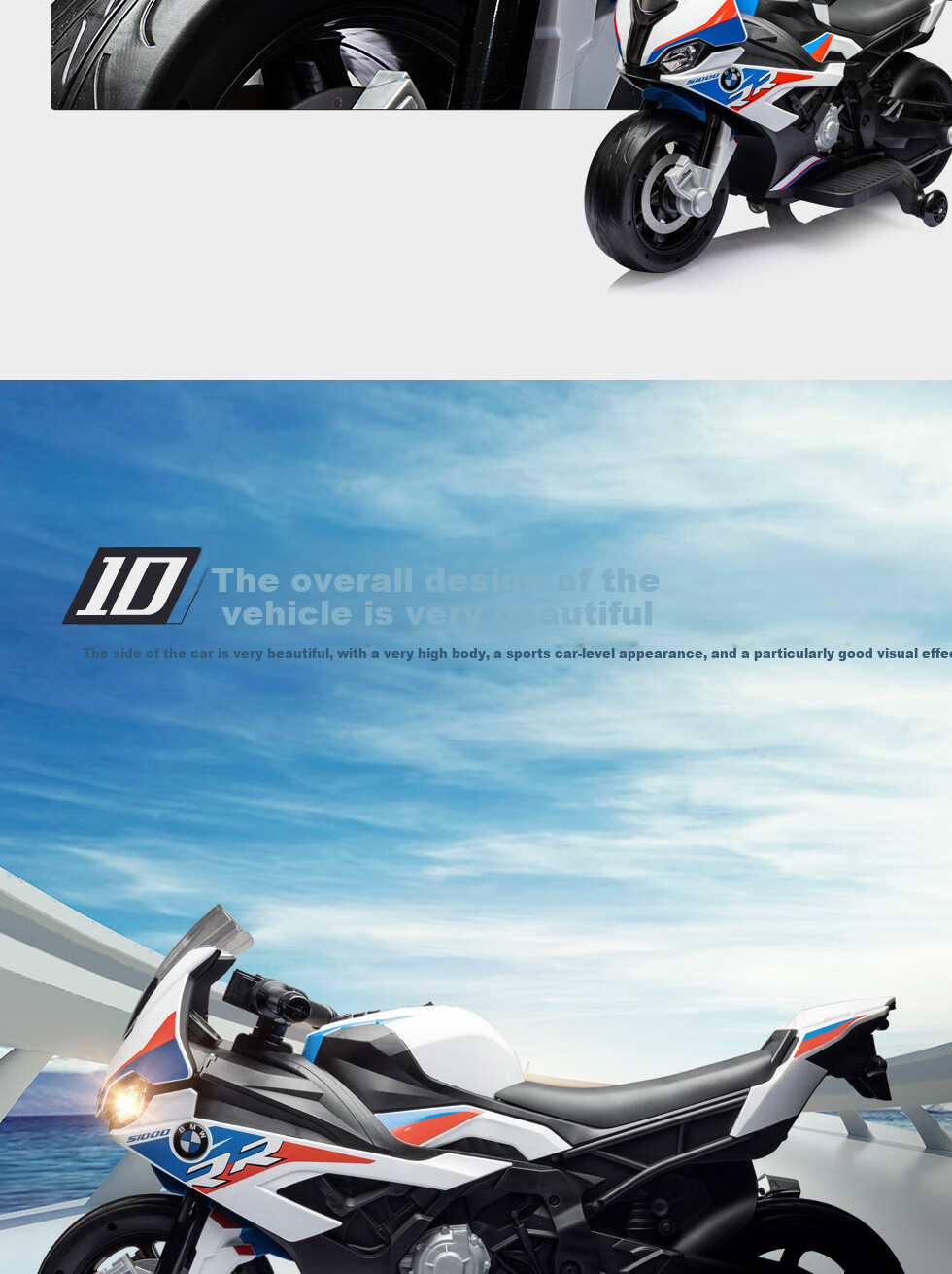 CHILOKBO Electric Baby Motorcycle Toy Car for Boys And Girls, Ride-On Toy Car Gift for Toddlers, Fashionable White BMW Style 15