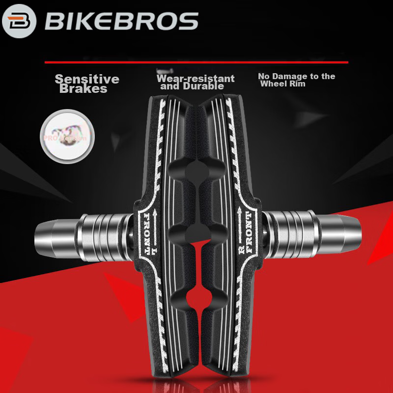 BIKEBROS Bicycle Brake Pads, Mountain Bike Brake Pads, Road Bike Brake Pads, V Brake Pads, Bicycle Brake Blocker Accessories [One Pair of Brake Pads]
