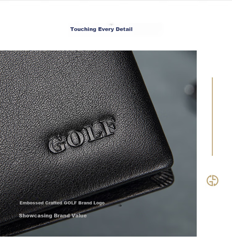 GOLF Men's Wallet, Top-Grain Leather, Horizontal Short Style, Multi-Card Slots, Bank Card Holder, Leather Billfold, Gift Box Packaging 10