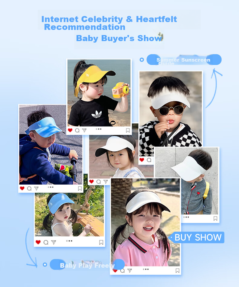 LUSN Children's Sun Protection Hat, Outdoor Sun Visor Cap, Boys And Girls Baby Infant Visor Cap, Baseball Cap Beach Hat 2
