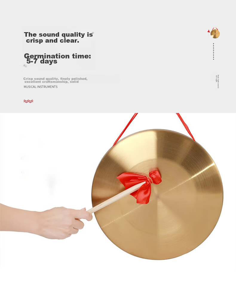 Xiangsiniao, Three-Sentence Gong Copper Gong Musical Instrument, Drum, Gong, Large Gong, Hand Gong, Large Su Gong, Small Gong, 32cm 5