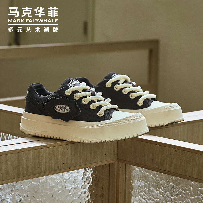 Mark Fairwhale Men's Shoes 2026 New Casual Breathable Sports Canvas Sneakers Black Size 41