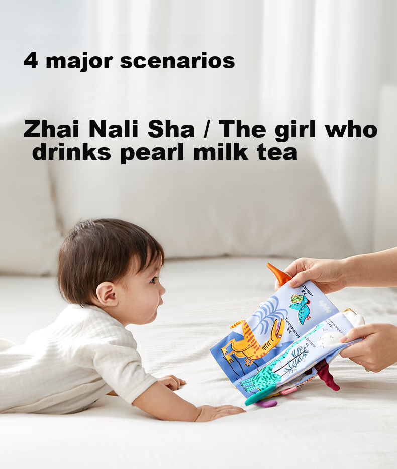 Babycare Baby 3D Tail Cloth Book, Tear-Resistant, 6 Months+, Parent-Child Interactive Toy, Ponito Four Seasons 4