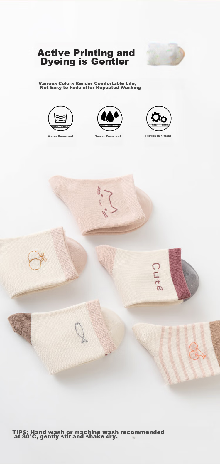 MiiOW Children's Socks, Girls' Mid to Big Kids Cotton Socks, Student Baby Autumn Winter Comfortable Breathable Versatile Casual Mid-Calf Socks 7