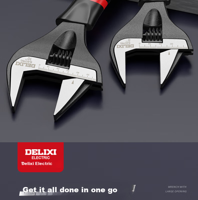 DELIXI ELECTRIC Adjustable Wrench, Multifunctional Plumbing Wrench, Wide-Mouth Adjustable Spanner, Pipe Wrench Dual-Use 12-Inch 2