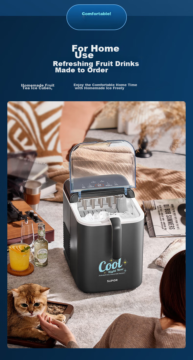 SUPOR Ice Maker for Home, Compact Cube Machine, Mini Office Dorm Three Ice Making Modes, Bullet Ice, Rapid Ice Production, Self-Cleaning SW-ZB12T001 17