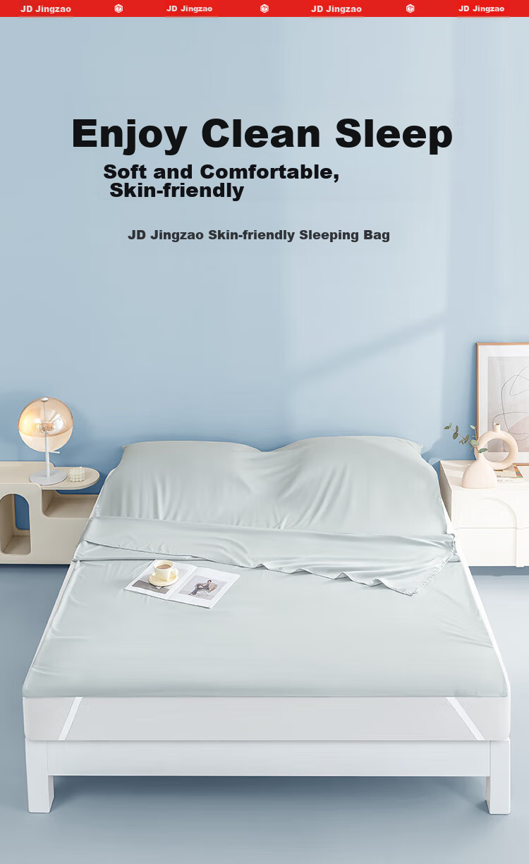 JD Original Skin-Friendly Protective Sleeping Bag for Travel, Hotel Stays, Business Trips, Convenient Non-Disposable Anti-Dirt Bed Sheet And Duvet Cover for Single Person 75cm 1