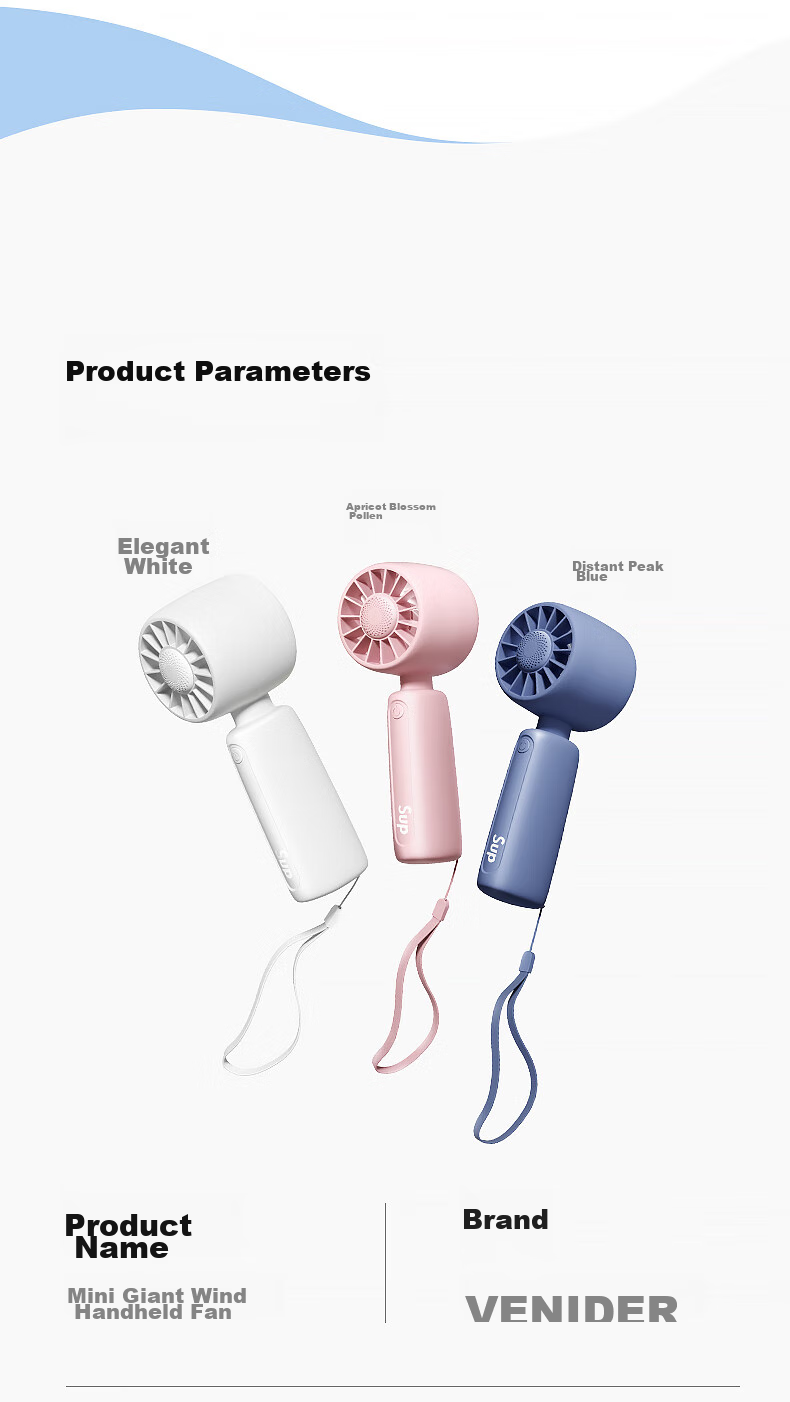 VENIDER F21 Handheld Mini Fan, Portable Ultra-Long Battery Life Quiet Small Electric Fan with Lanyard And Base for Desktop Cooling 14