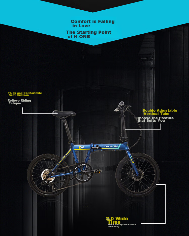 DAHON K-ONE Folding Bicycle, 20-Inch, 9-Speed, Ultra-Light Aluminum Alloy, Disc Brake, Sports Bike FKA091, Black 5