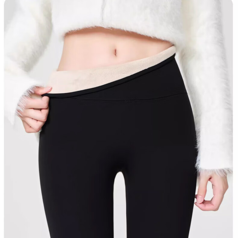 Miiow Women's Sherpa Fleece Shark Pants, Autumn Winter Thickened Leggings, Warm Stretch High Waist Tummy Control Yoga Black Pants 12