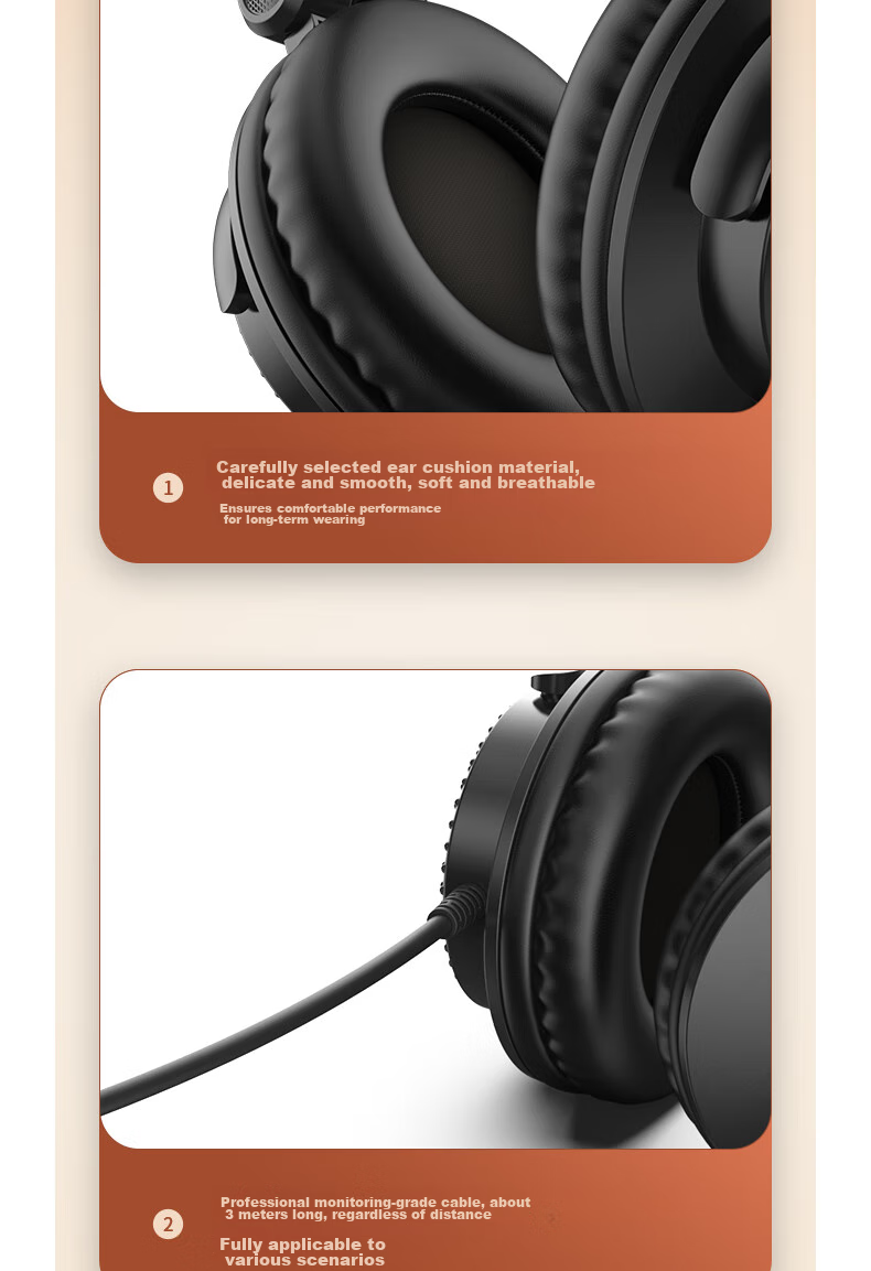 ISK MDH8500 Professional Over-Ear Monitoring Headphones, Comfortable Full-Enclosed Cavity Design, Gaming Headphones for Computer And Mobile Phones, Sound Card, Karaoke Recording And Gaming Music 6