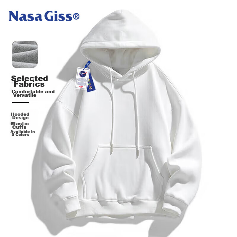 NASA GISS Official Collaboration Hoodie for Men And Teenagers, Trendy Loose-Fit Solid Color Sports Casual Versatile Jacket for Me