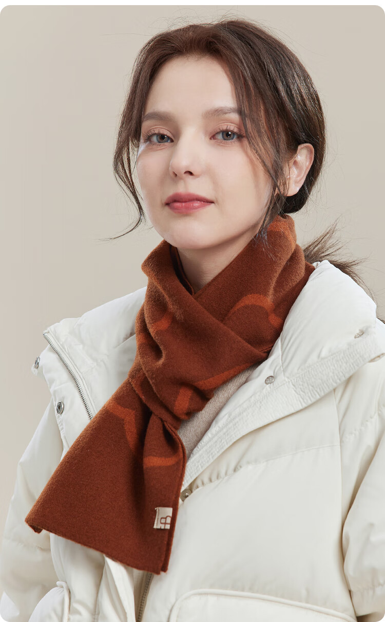 JIUMU Pure Wool Scarf Women's Autumn Winter Warm Neck Warmer Red Gift Box for Birthday and Festivals 16