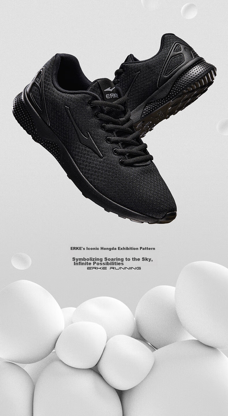 ERKE Men's Shoes, Sports Casual Shoes, Mesh Shoes for Men, Lightweight Shock-Absorbing Non-Slip Sports Shoes, Men's Jogging Shoes, Basic Running Shoes 4