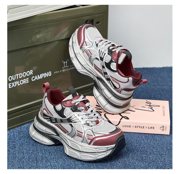 ZHR Silver Dad Shoes for Women, Trendy Sports Casual Couple Shoes, Thick-Soled Height-Increasing Women's Shoes, JT67 Silver, Size 39 11