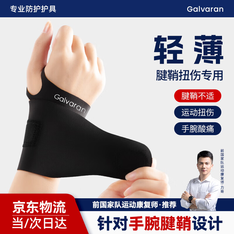 GALVARAN Wrist Guard Brace for Sprains And Tendonitis, Women's And Men's Joint Support Wristband [Black]