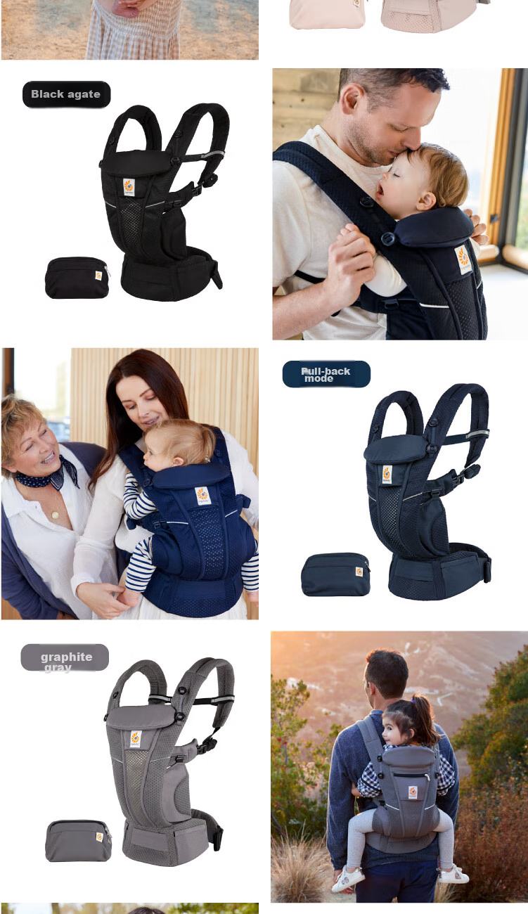 ERGObaby American Ergonomic Baby Carrier, Newborn Comfortable Strap, Breathable And Cool for Travel, Baby-Carrying Essential Breeze Wildflower Rice 17