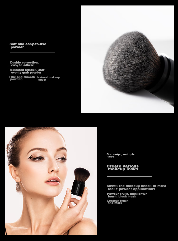 Beautyblend Retractable Portable Makeup Brush for Powder, Blush, Pressed Powder And Powder Compact - Single Pack 4