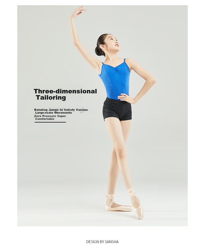 Sansha Ballet Dance Shorts, Women's Mid-Rise Tight-Fitting Practice Pants, Basic Training Three-Quarter Length Boxer Shorts, Black, M 10