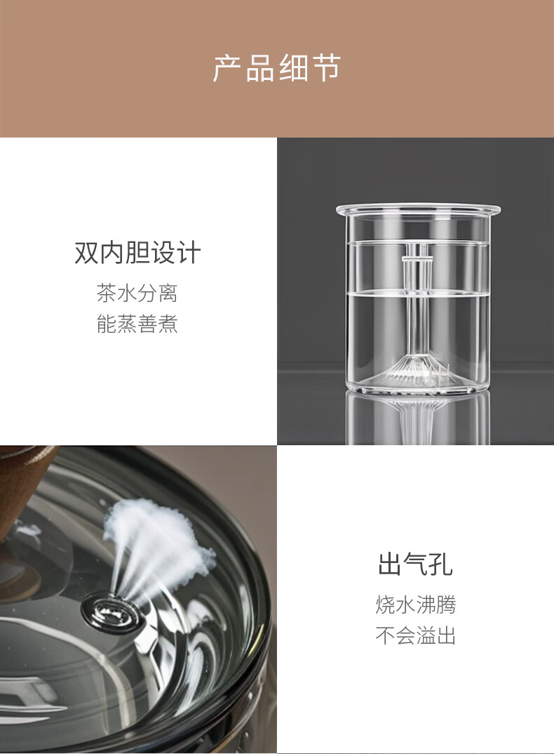 CLITON Glass Teapot Set with Handle, Home Tea Maker with Electric Ceramic Stove, Heat-Resistant with Filter for Brewing And Boiling Water 2