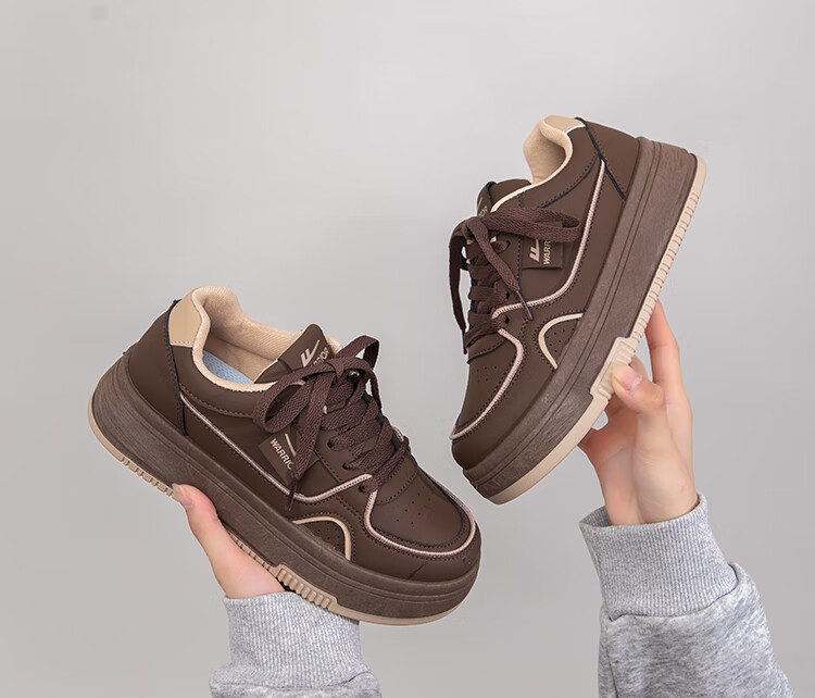 Warrior Women's Thick Sole Sneakers Height Increasing White Casual Sports Shoes J873Z Beige/White 36 12