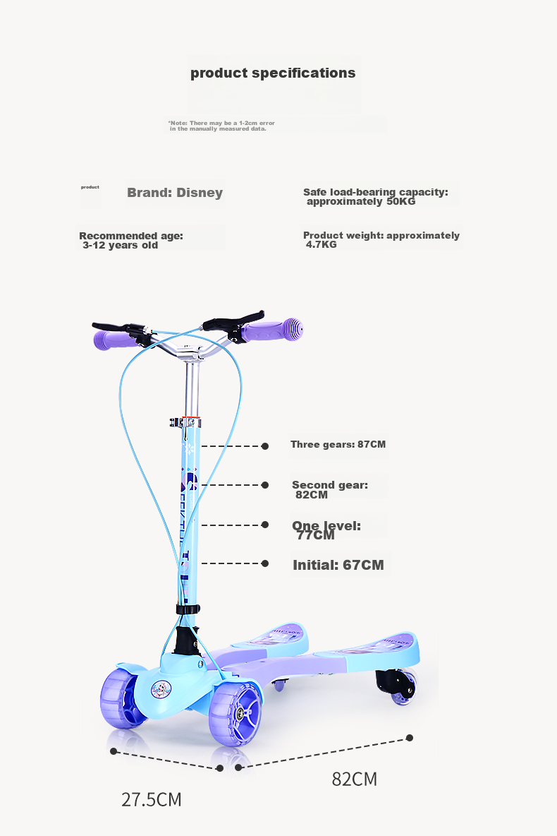 Disney Children's Frog Bike for Ages 6-14, Spider-Man Scooter with Adjustable Height And Foldable Design, Baby Four-Wheel Scooter 14