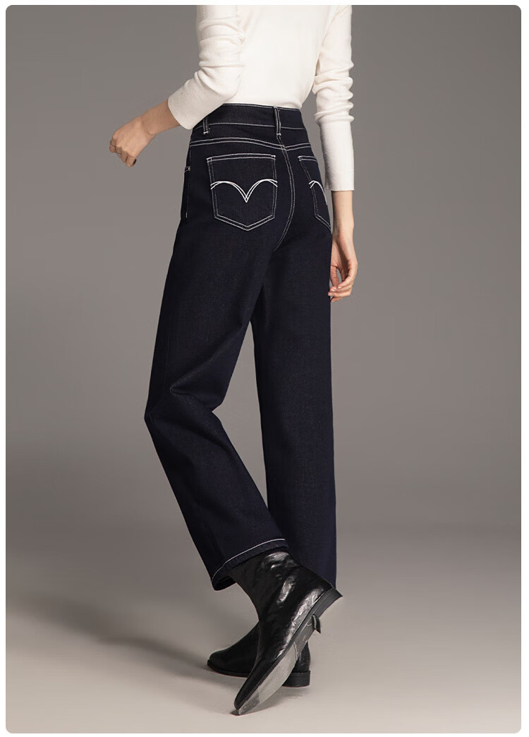 Dme [Deep Love Juejiezizi] Winter Fleece-Lined Non-Fading Elastic Slim Straight-Leg Cropped Jeans for Wome 21