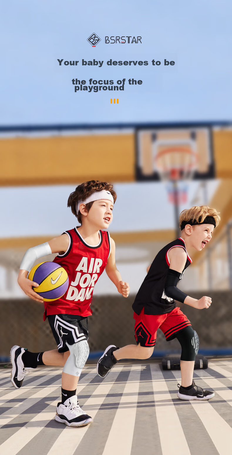 Bestray 5D FOM Children's Basketball Knee And Elbow Pads Set, Anti-Fall Sports Professional Soccer Knee Pads, Specialized 5