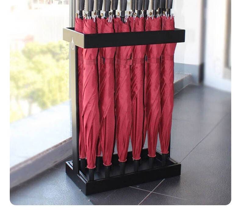 Sitoo Umbrella Stand Company Hotel Lobby Umbrella Storage Rack Umbrella Holder Floor-Standing Umbrella Storage, Black Thickened 12 Compartments 2