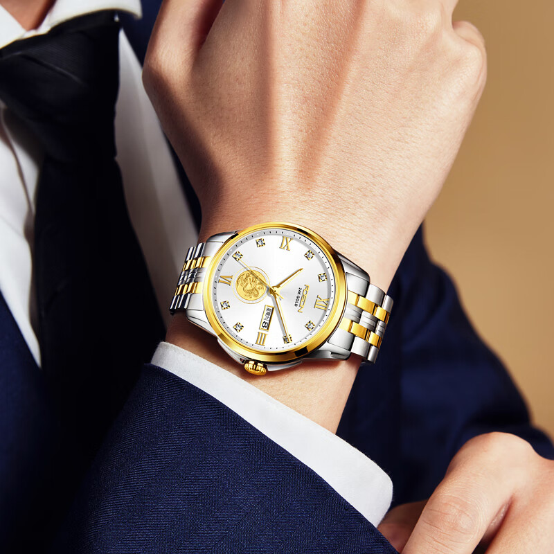 ROS DN (ROSDN) Auspicious Dragon Fortune-Bringing 999 Pure Gold Coin Calendar, Waterproof Fully Automatic Mechanical Men's Watch, Birthday Gift for Men, Present for Husband