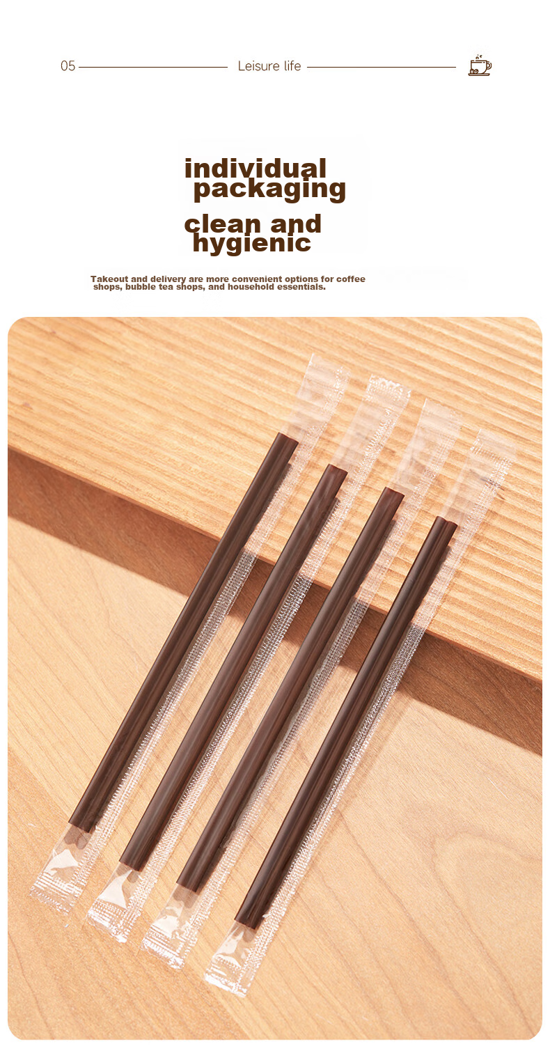 Baicaoyuan Disposable Coffee Stirrers, 18cm Coffee And Hot Drink Plastic Straws, Food-Grade, 200 Pieces Individually Wrapped 11