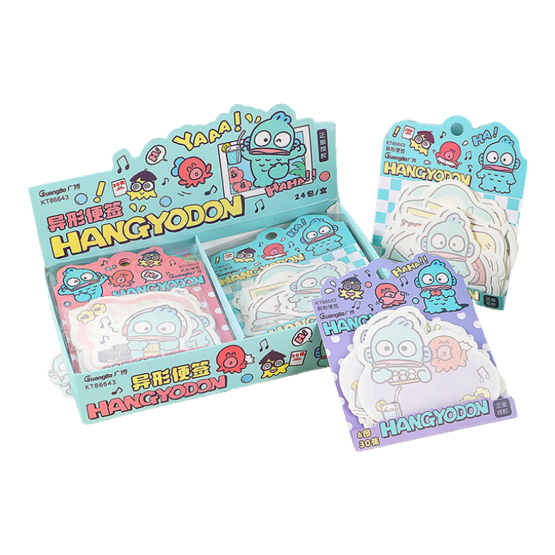 GuangBo X Sanrio Clown Fish Irregular Sticky Notes, Memo Pads, Refrigerator Message Boards, Self-Adhesive Notebooks with Random Patterns, 30 Sheets, 6 Designs/pack, KT86643