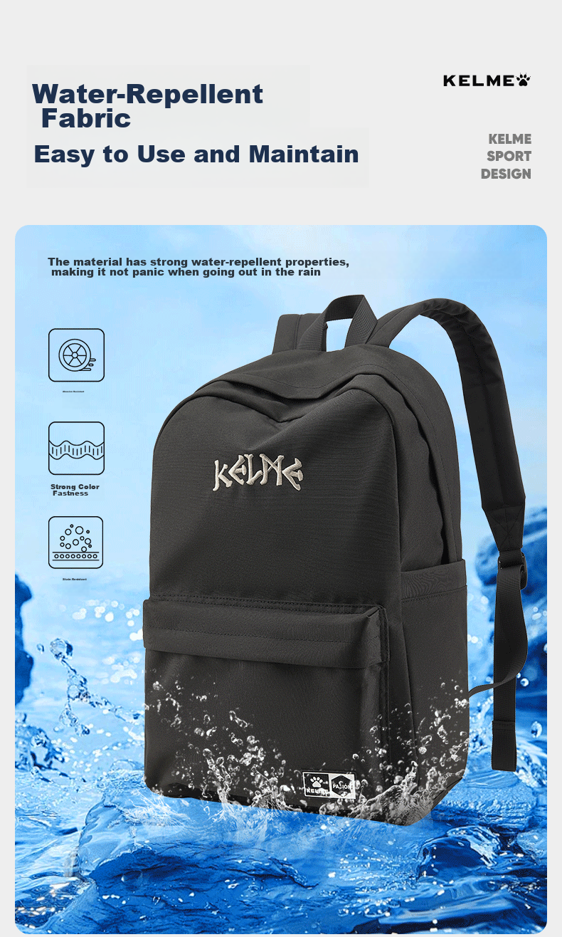 KELME Backpack, Outdoor Sports Portable Large Capacity Travel Bag, Student Schoolbag, Midnight Blue, One Size Fits All 4
